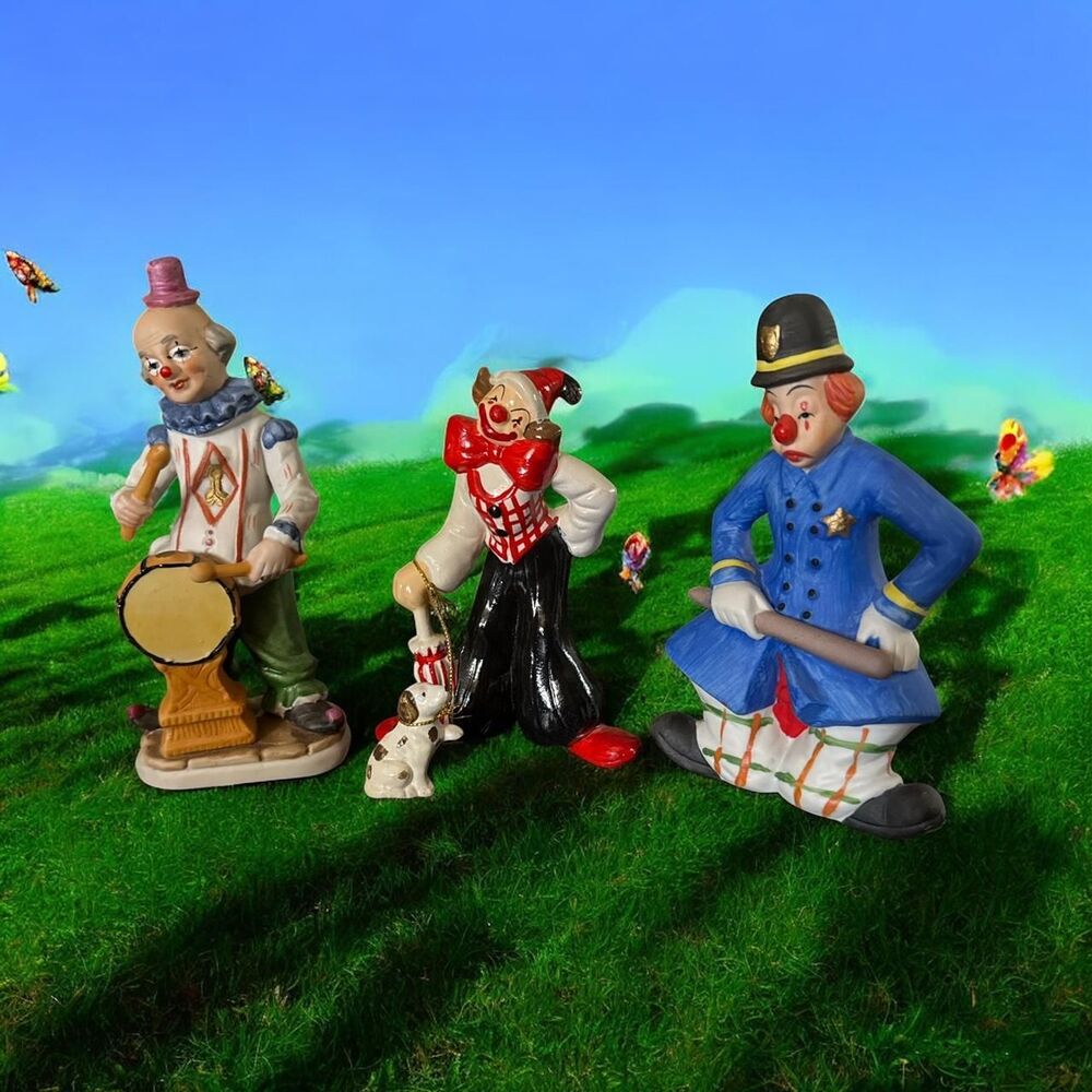 Set of 3 vintage clown figurines